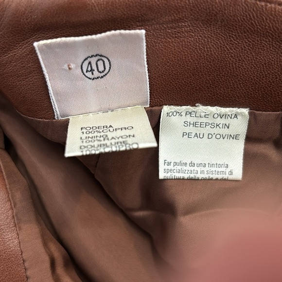 KRIZIA Brown Vintage Vegan Leather Miniskirt Size 4 - Picture 5 of 7